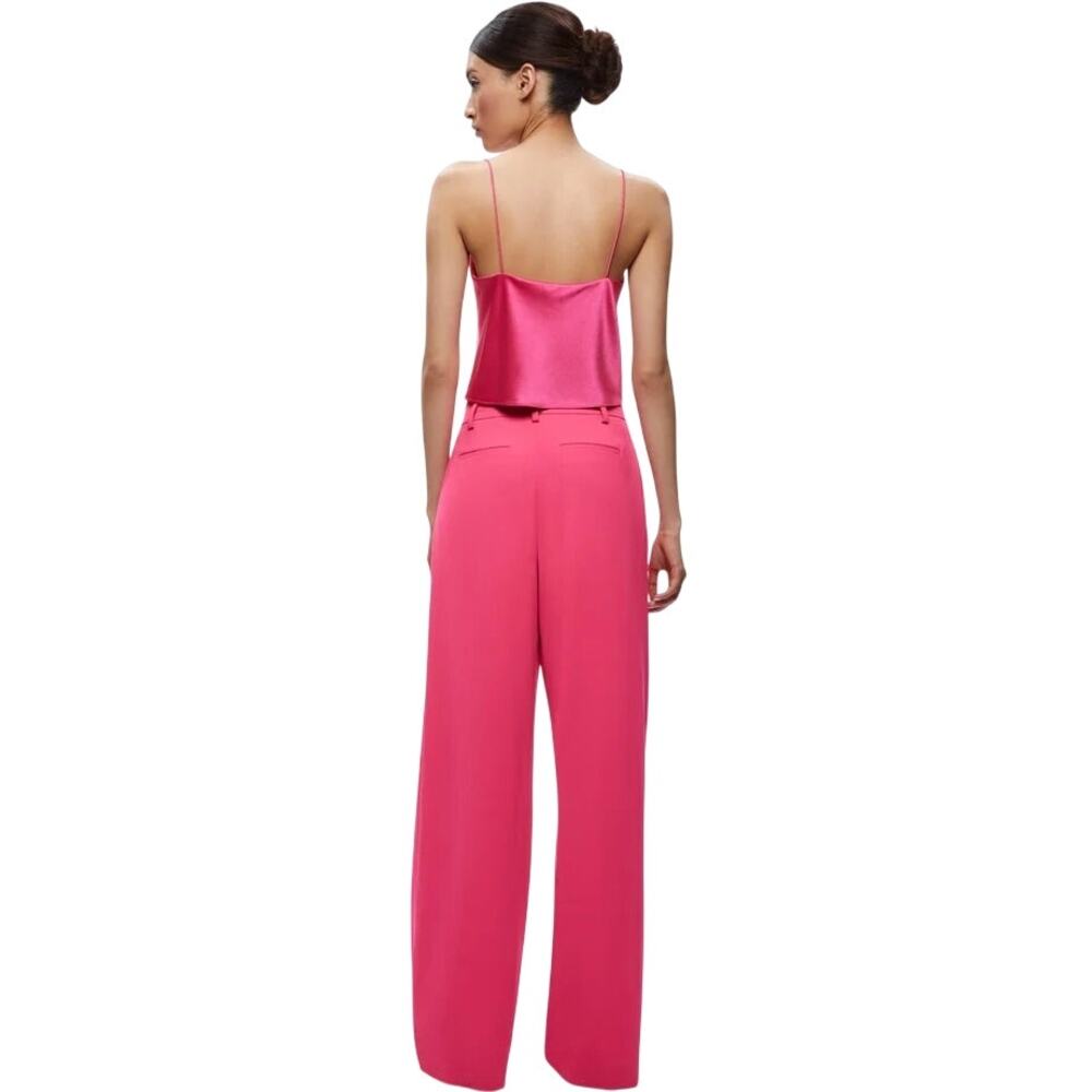 Alice + Olivia Harmon Cropped Drapey Slip Tank Satin Cami Hot Pink Medium - Picture 6 of 13